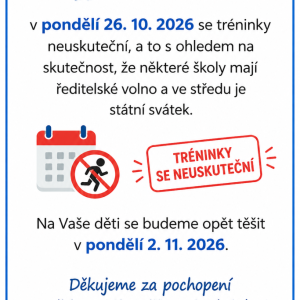 Tréninky pondělí 26.10.2026